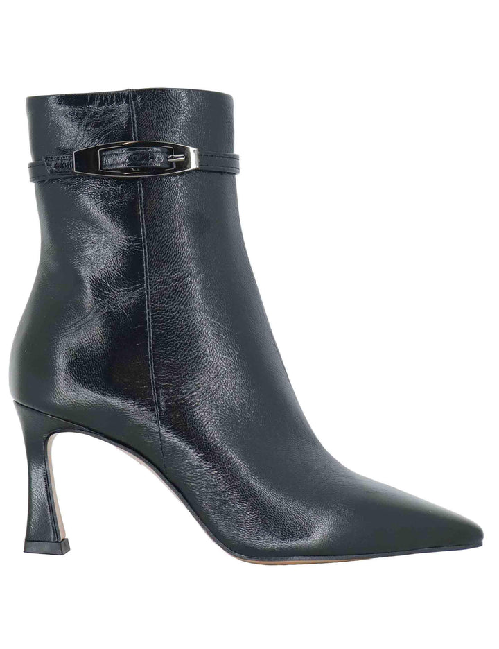 Stivaletti donna in pelle nera con tacco alto e punta a punta R787 001 Bianca Di 