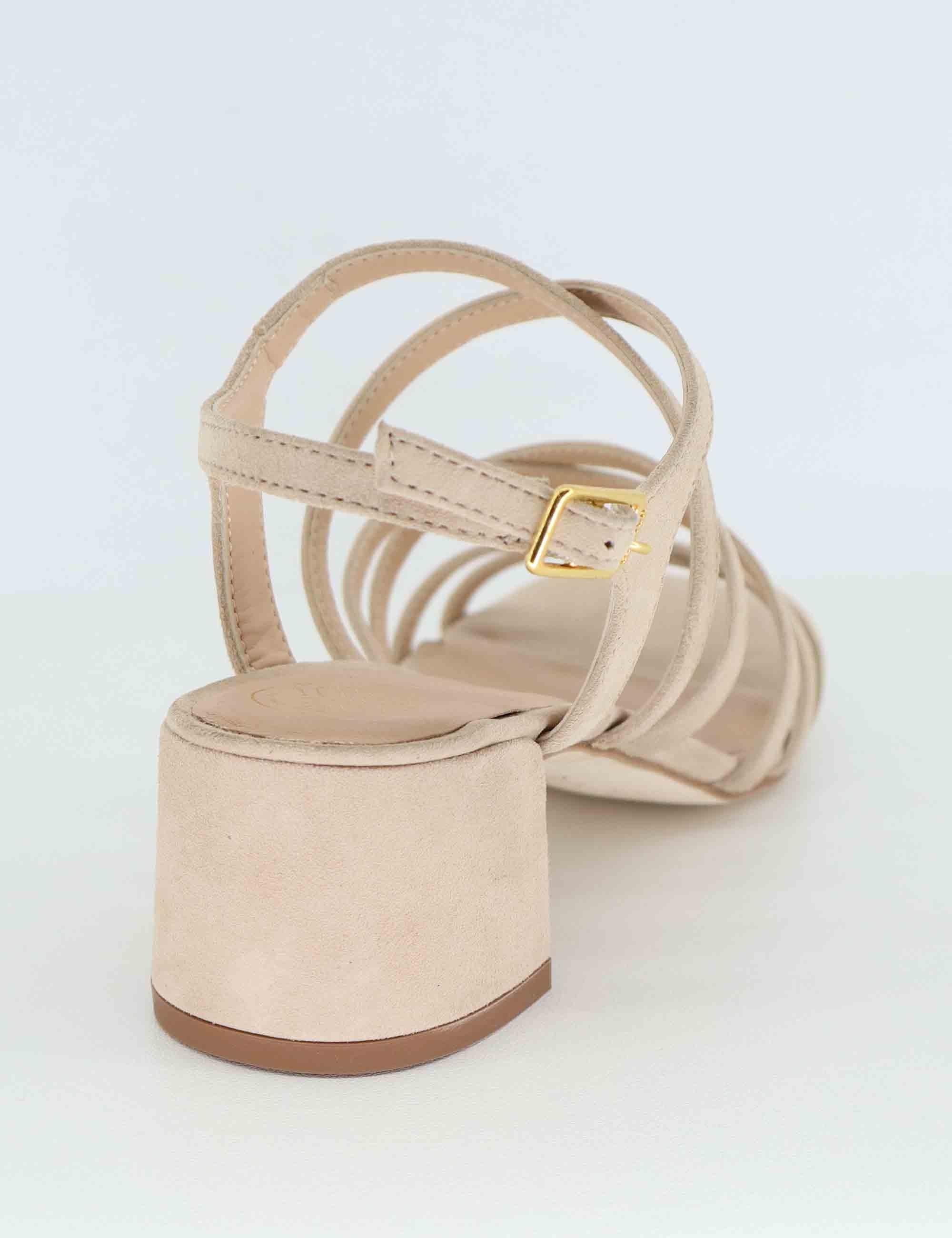 Sandali donna in camoscio nude con cinturino KALIX KS_SKIN Unisa 