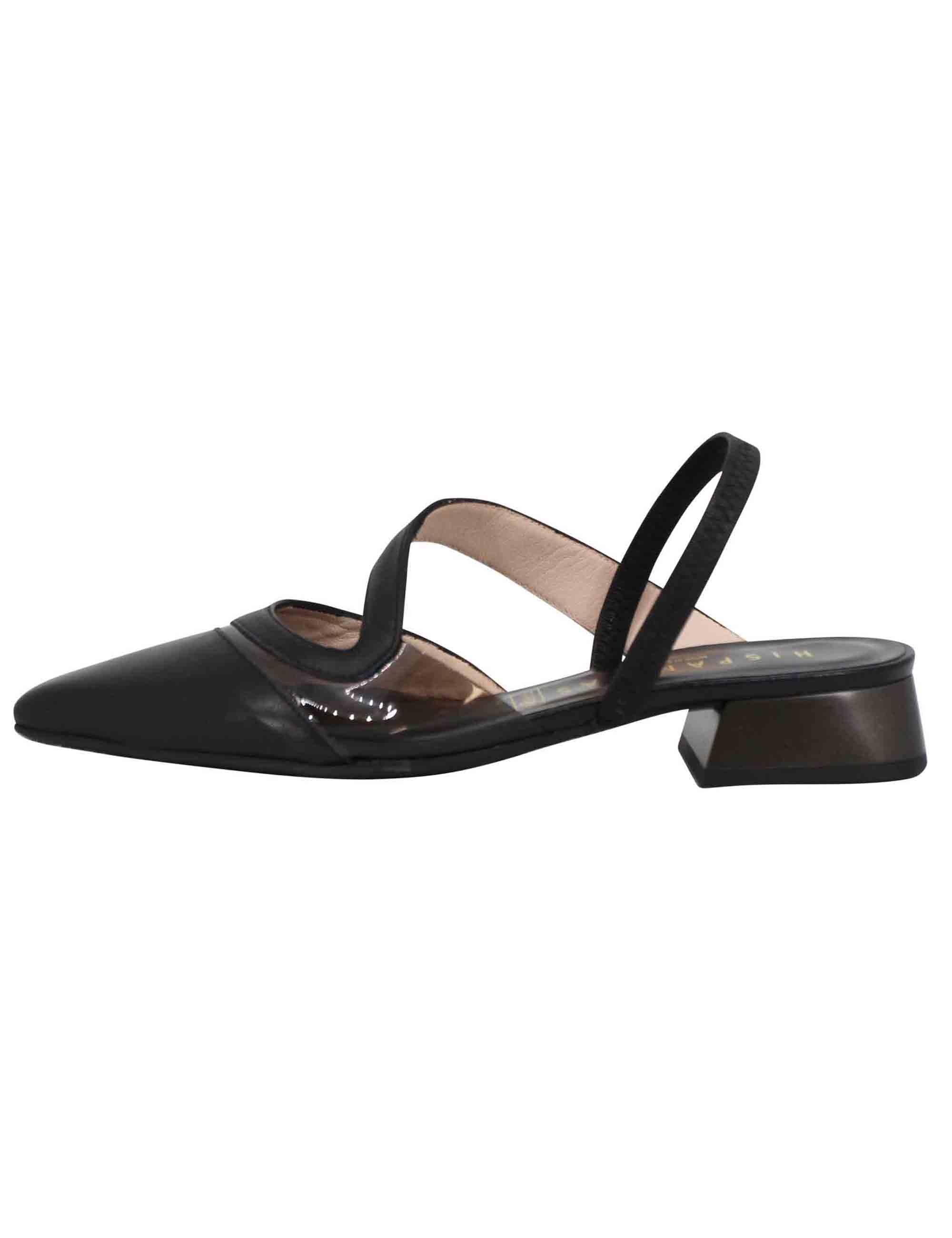Decollete slingback donna in pelle nera tacco basso HV243405 C008 Hispanitas 