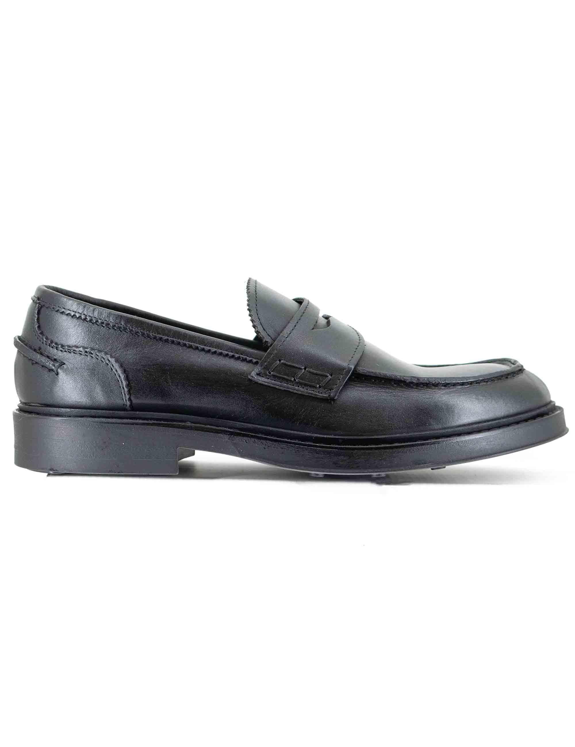 Mocassini uomo in pelle nera con suola in gomma cucita SP1056 0001 Spatarella 