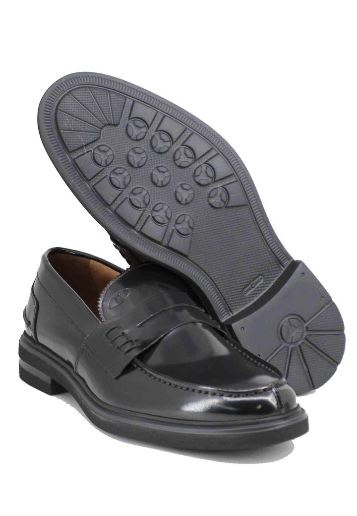 Mocassini uomo in pelle nera con fondo gomma AWARD 17 001 Rogal's 