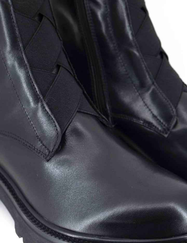 Stivaletti anfibi donna in pelle nera con elastici e suola carrarmato GAIA 13 001 Tattoo 