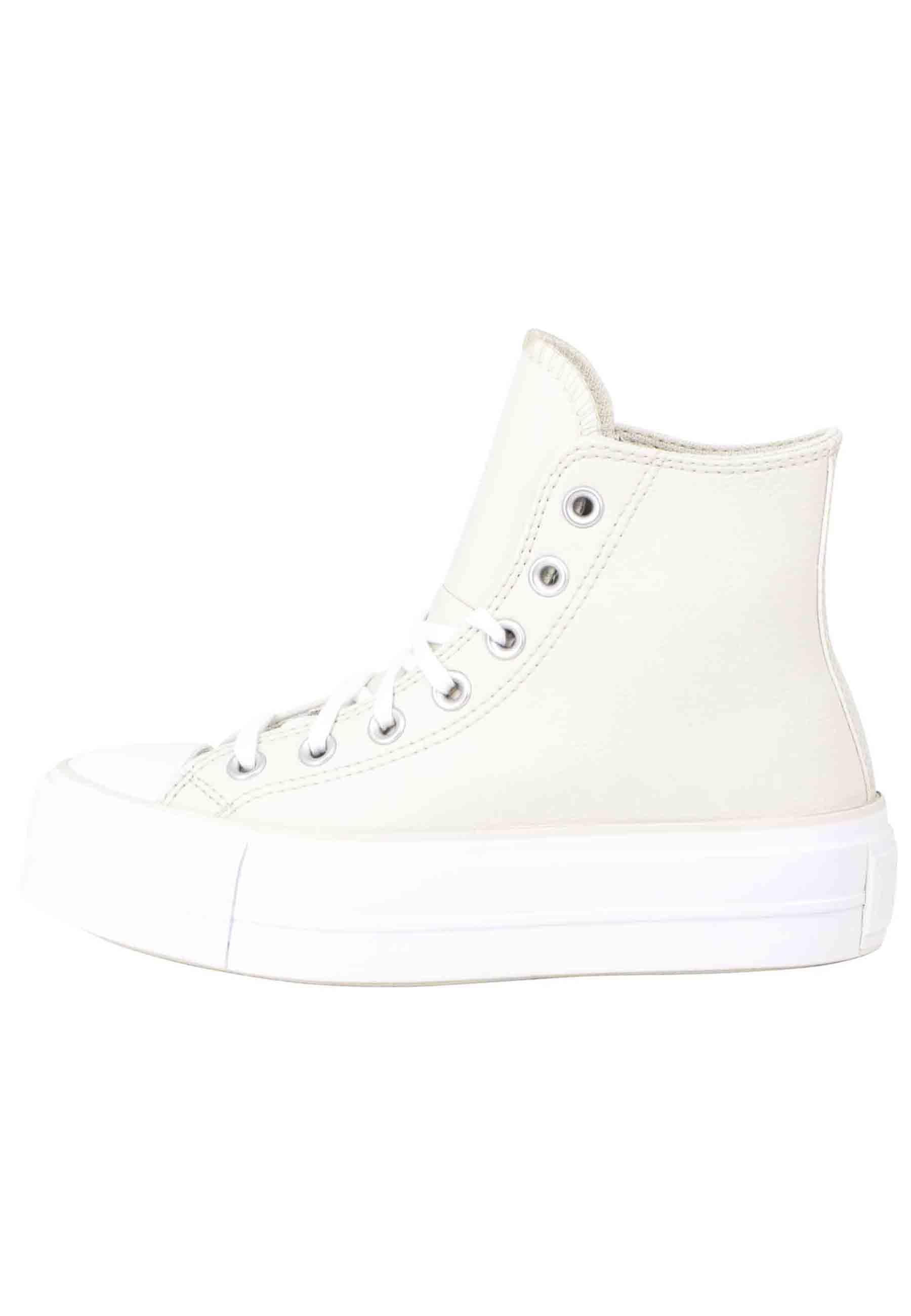 Sneakers donna Chuck Taylor Pearl Patchin pelle avorio fondo zeppa alto Chuck Taylor All Star Pearl Patch A00902C Converse 