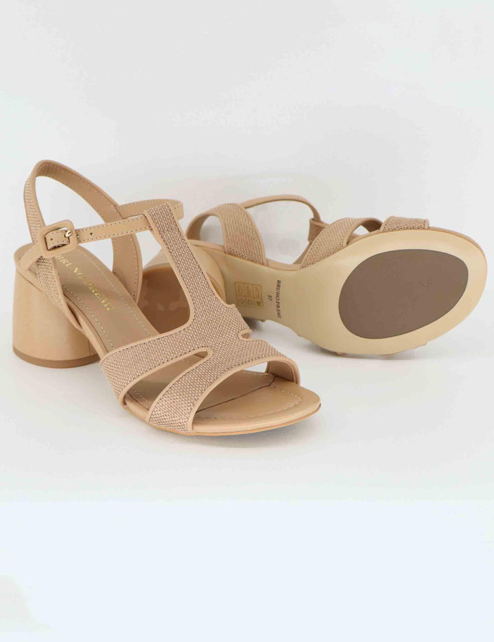 Sandali donna in pelle beige con tacco alto BL3002X 017 Bruno Premi 