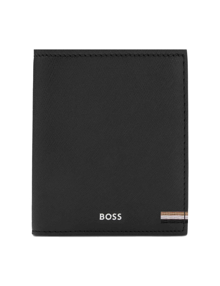 Portatessere uomo verticali trifold in pelle Saffiano nera  11 carte HBPU00010M 001 Hugo Boss 