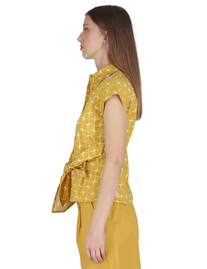 Camicie smanicate donna Knotted Shirt in cotone giallo con cintura JABCM0001-F1385-1241 1226 Justmine 
