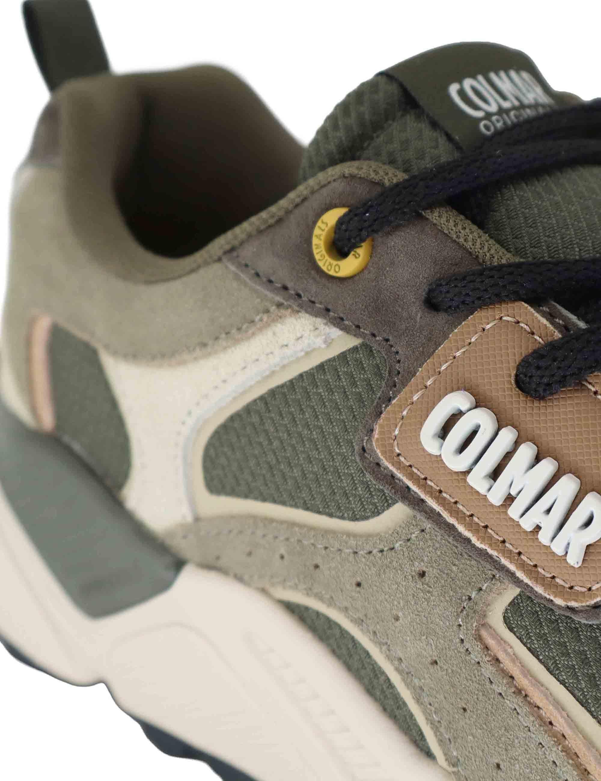 Sneakers uomo in pelle e tessuto verde con suola alta GARNER GROUNDS 067 Colmar 