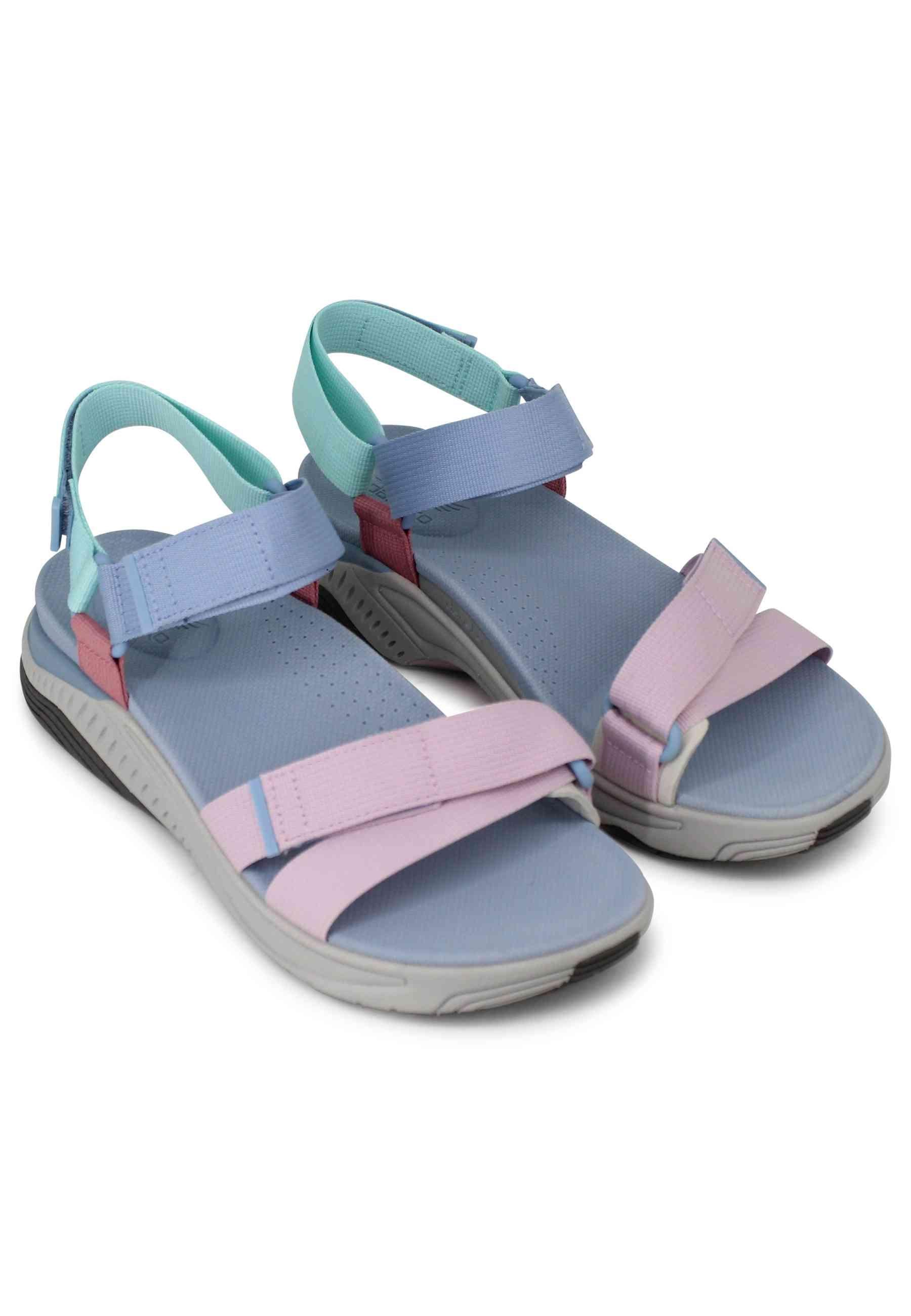 Sandali donna Racquel in tessuto celelste con zeppa in gomma 4915 099400 Dansko 