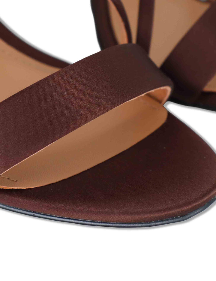 Sandali donna slingback in satin marrone con tacco alto Zafiro 515Z75VK 90-MARRON Bibi Lou 