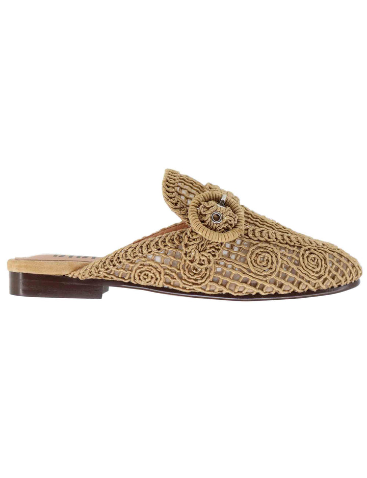 Mule donna Dalila in tessuto macrame naturale tacco basso 649Z61VK 069 Bibi Lou 