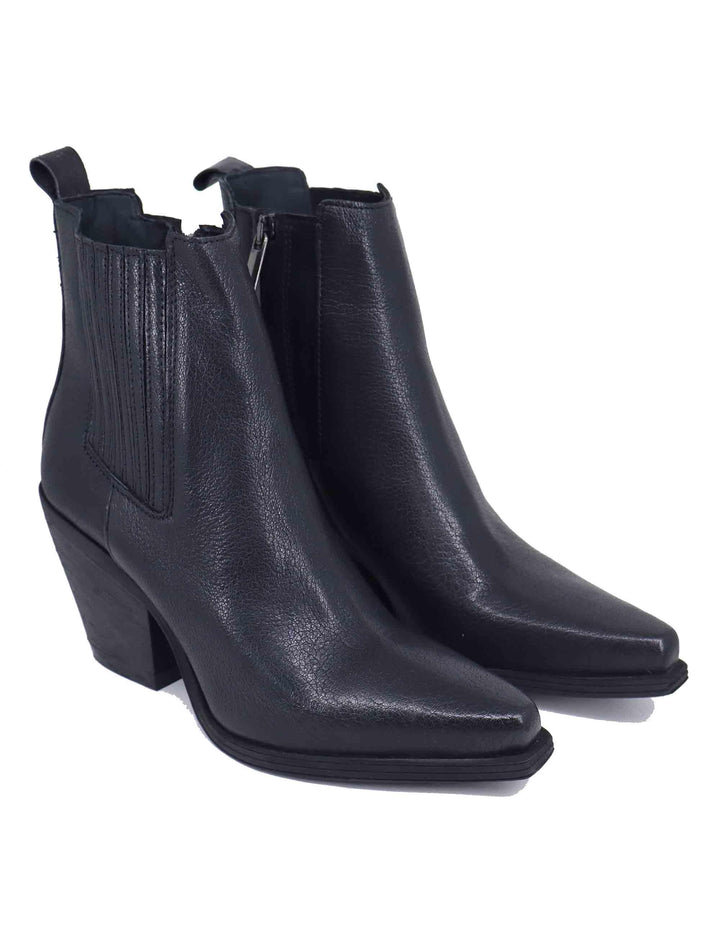 Stivaletti texani donna in pelle nera tacco alto CAYO03 001 Zoe 