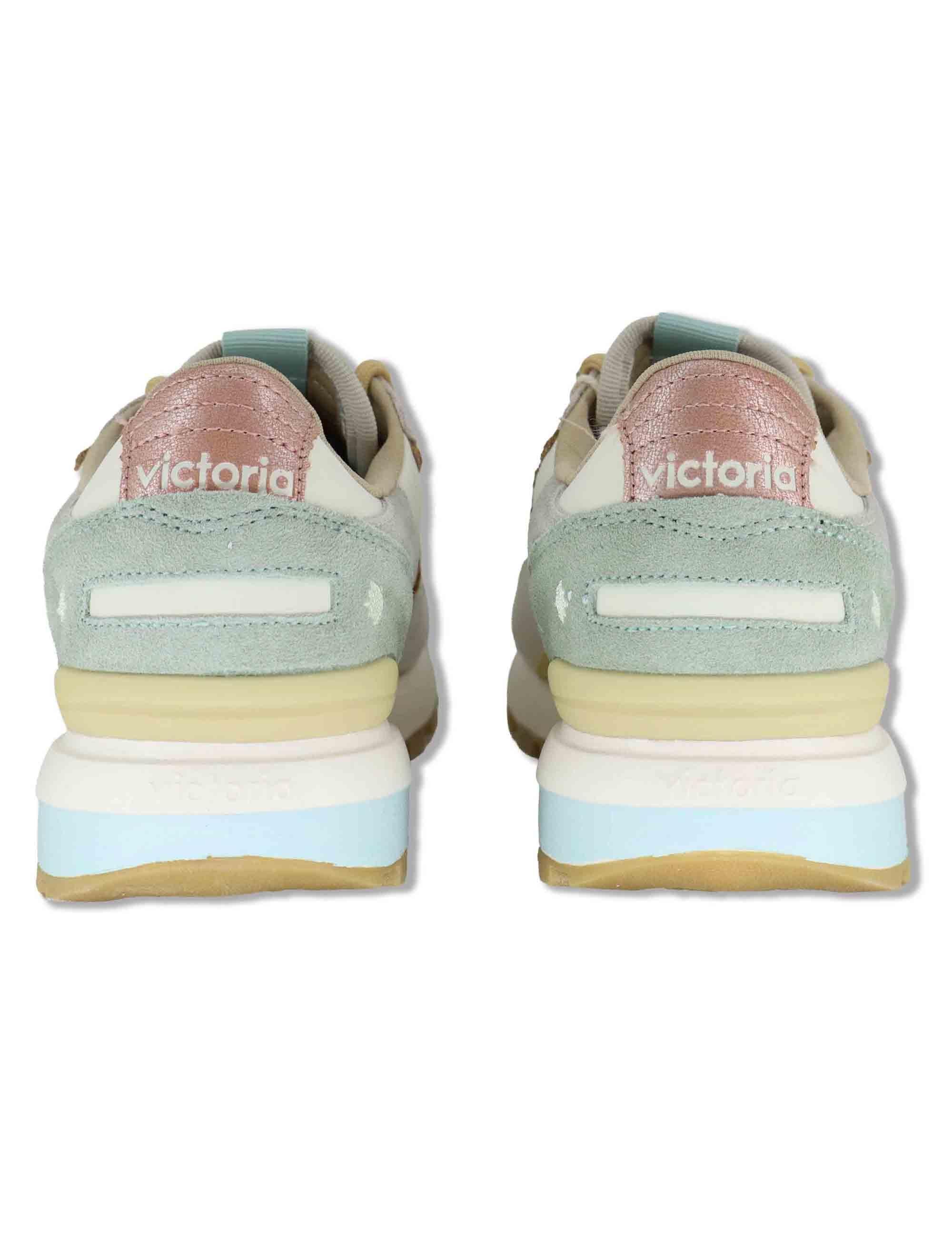 Sneakers donna Luna in pelle e camoscio beige con suola running 1156116 80_Beige Victoria 