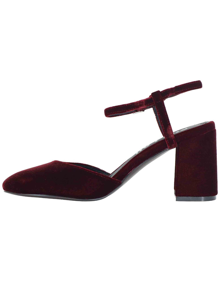 Decollete donna in velluto bordeaux con tacco alto e cinturino alla caviglia 693Z70VK 40 Bibi Lou 