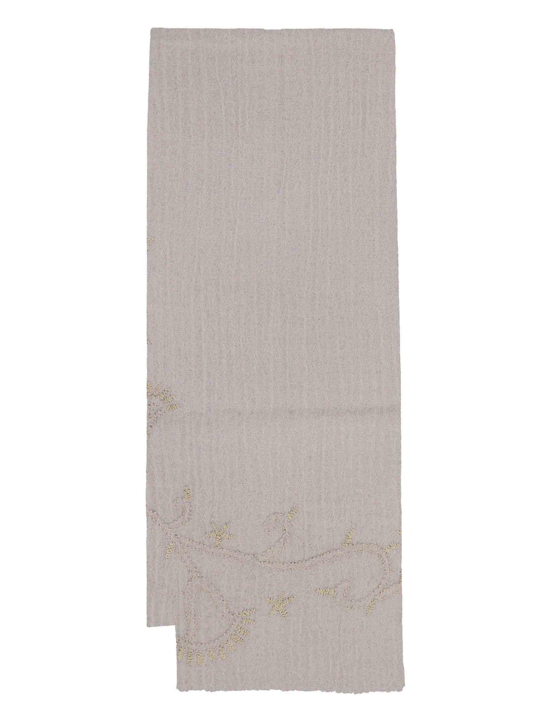 Sciarpe donna in lana taupe con ricami floreali 61260073 0008 Pyaar 