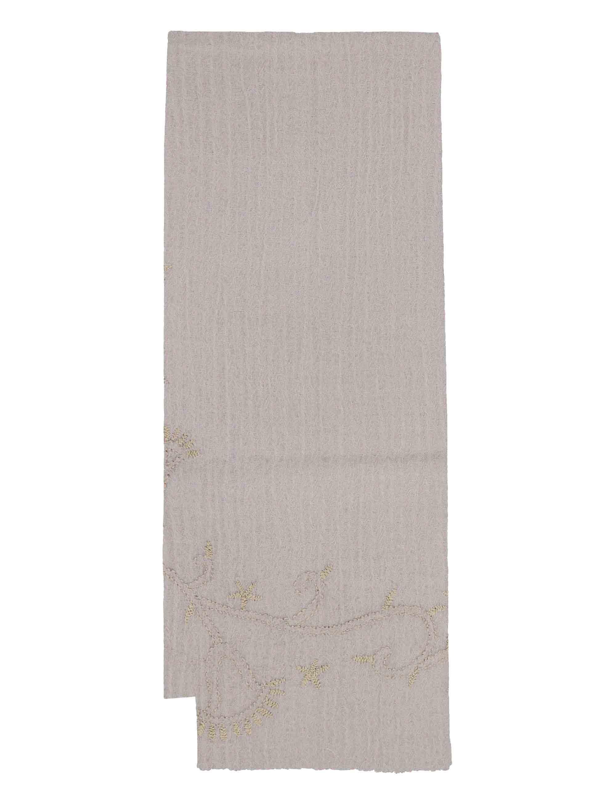 Sciarpe donna in lana taupe con ricami floreali 61260073 0008 Pyaar 