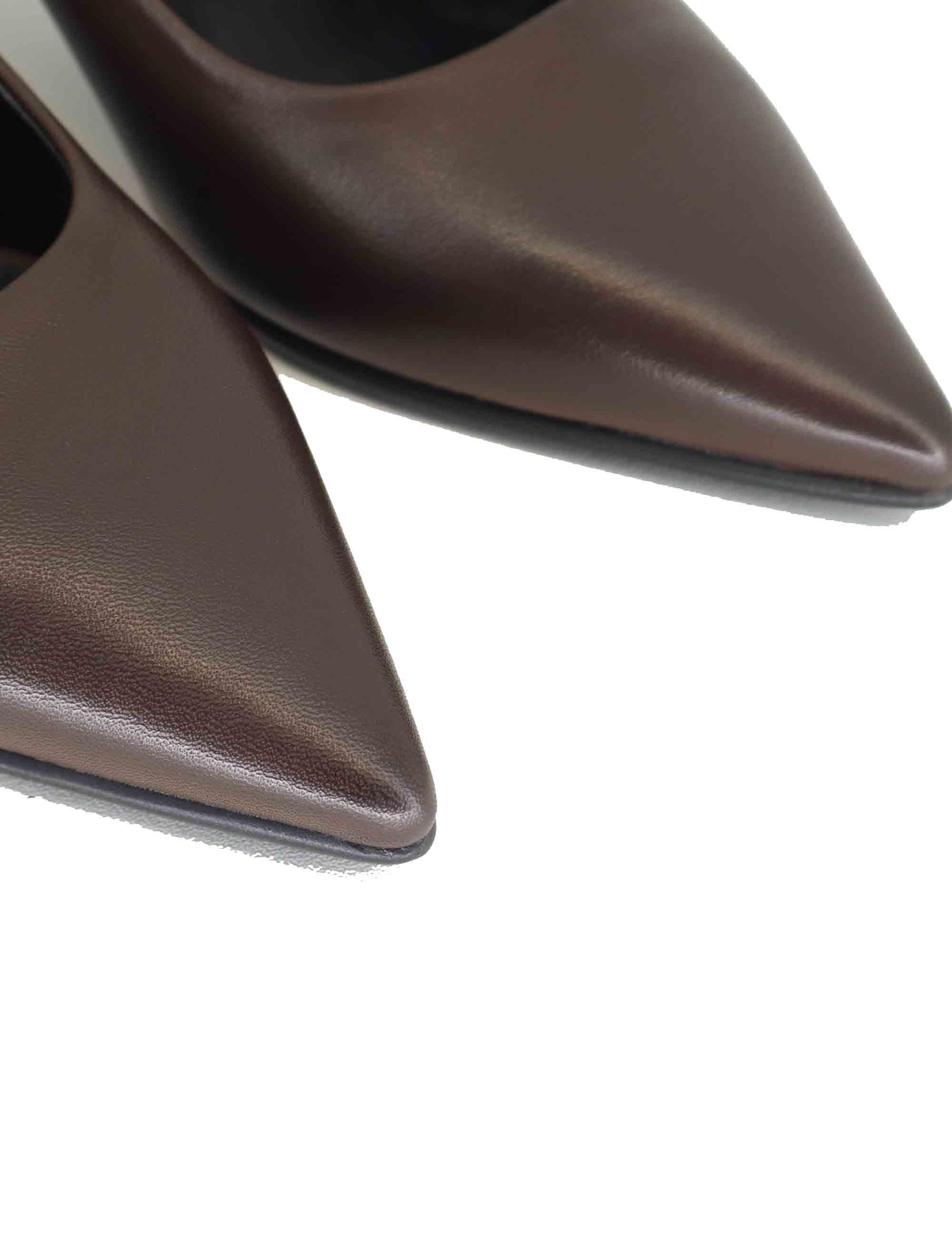 Decollete donna in pelle marrone con tacco alto e punta a punta A 74 014 Tattoo 