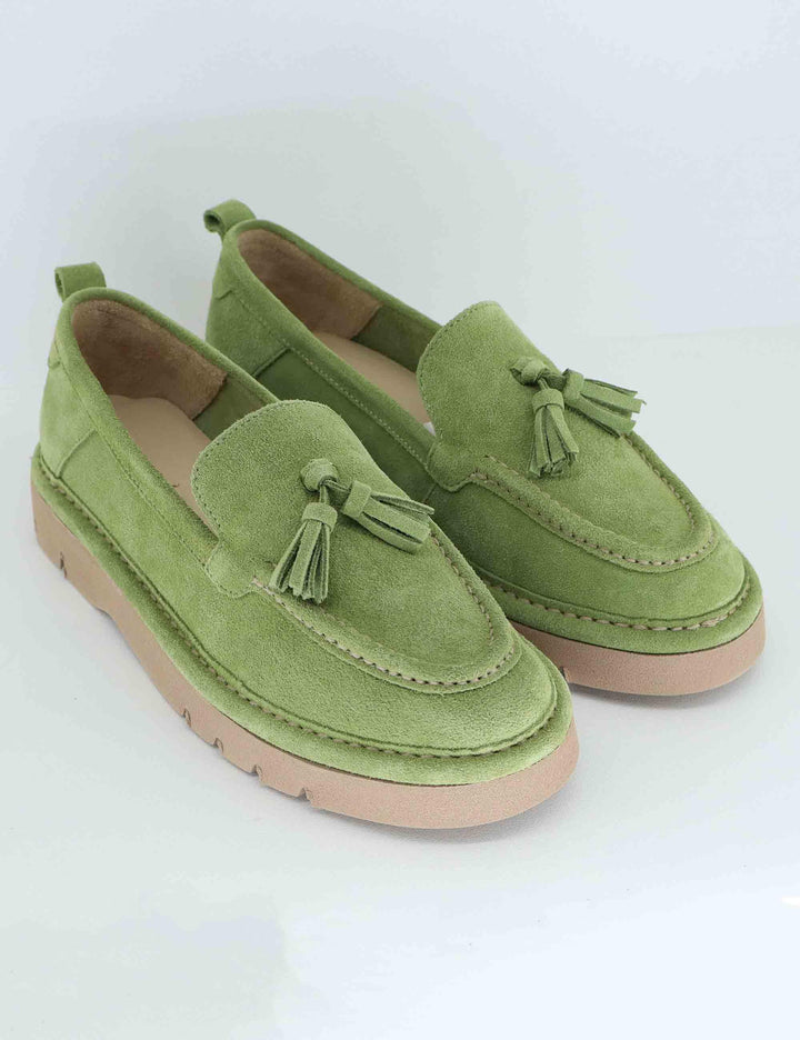 Mocassini donna sfoderati in camoscio verde SPGT-1021 044 Spatarella 