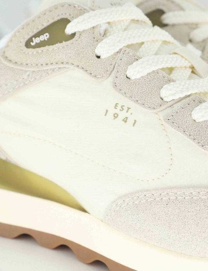 Sneakers uomo Jara in pelle e nylon off white con suola leggera JM61020A 098 Jeep 