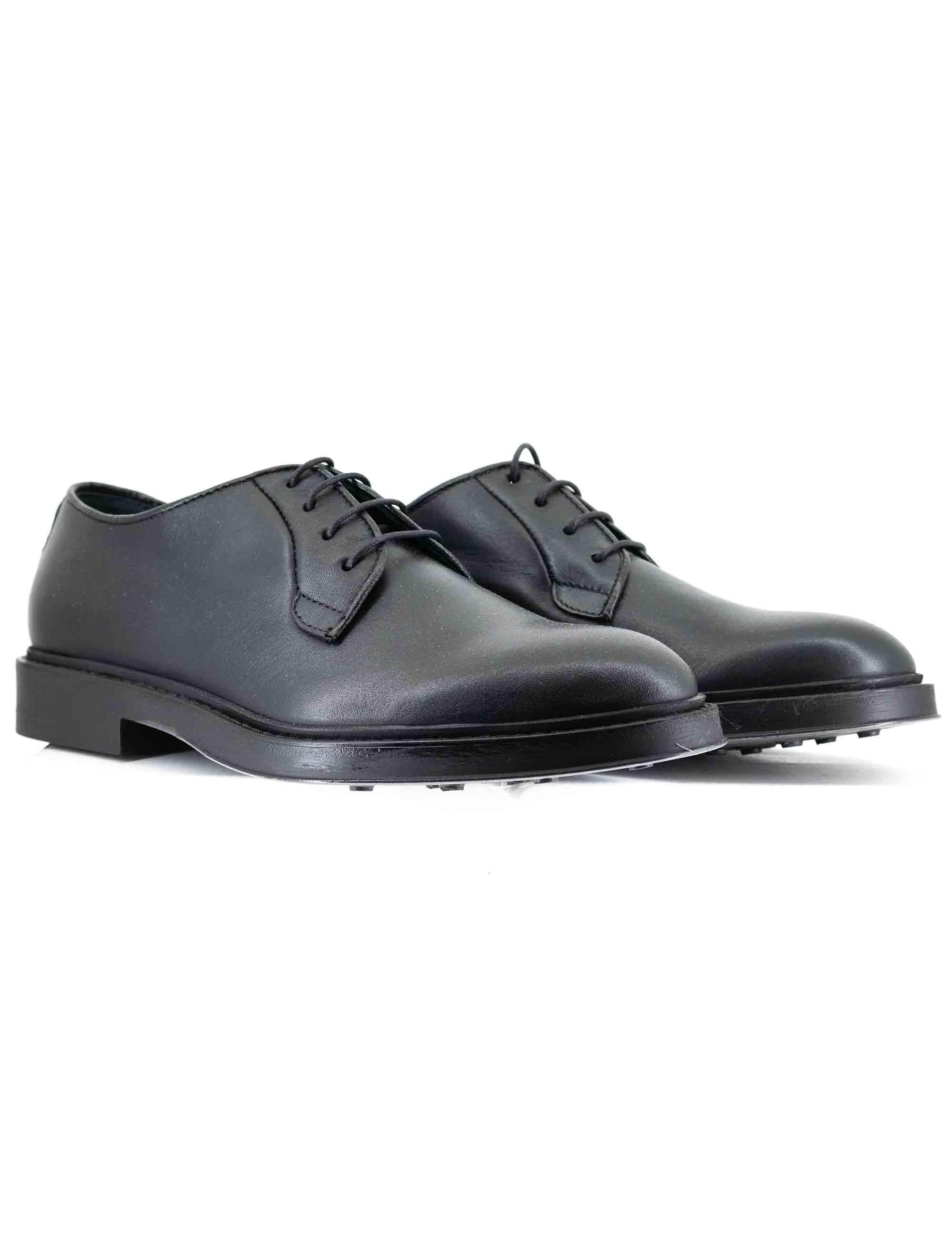 Stringate uomo in pelle nera con suola in gomma cucita SP1145 001 Spatarella 