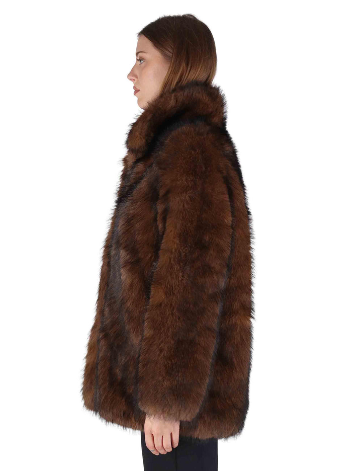 Cappotti donna in eco fur marrone SP25297 DARK BROWN Spatarella 