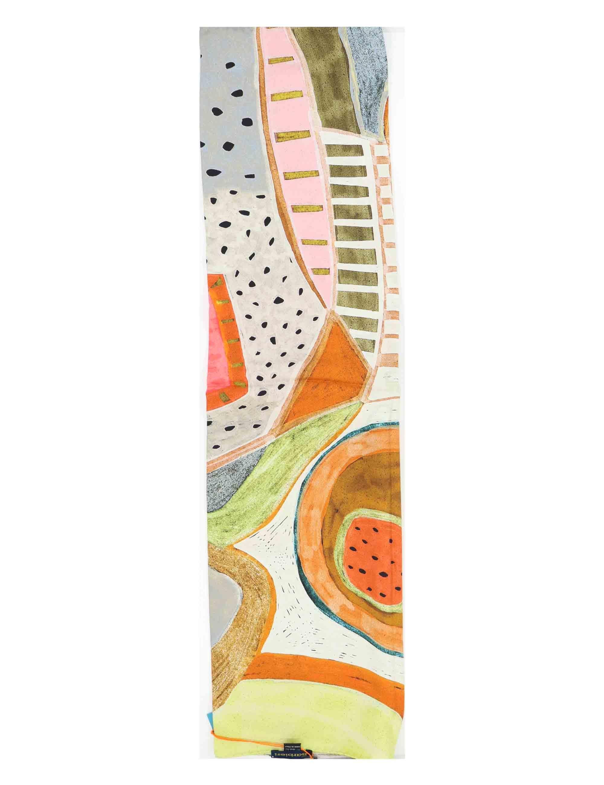 Foulard donna in pura seta beige con stampe a fantasie 0K590 11959 3 BARBIERI 1945 