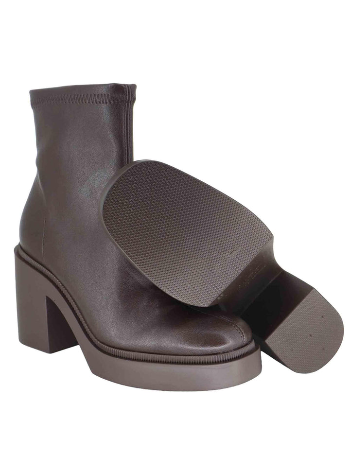 Stivaletti donna in tessuto elasticizzato marrone e zeppa alta 78515-64 44 Miss Elastic 