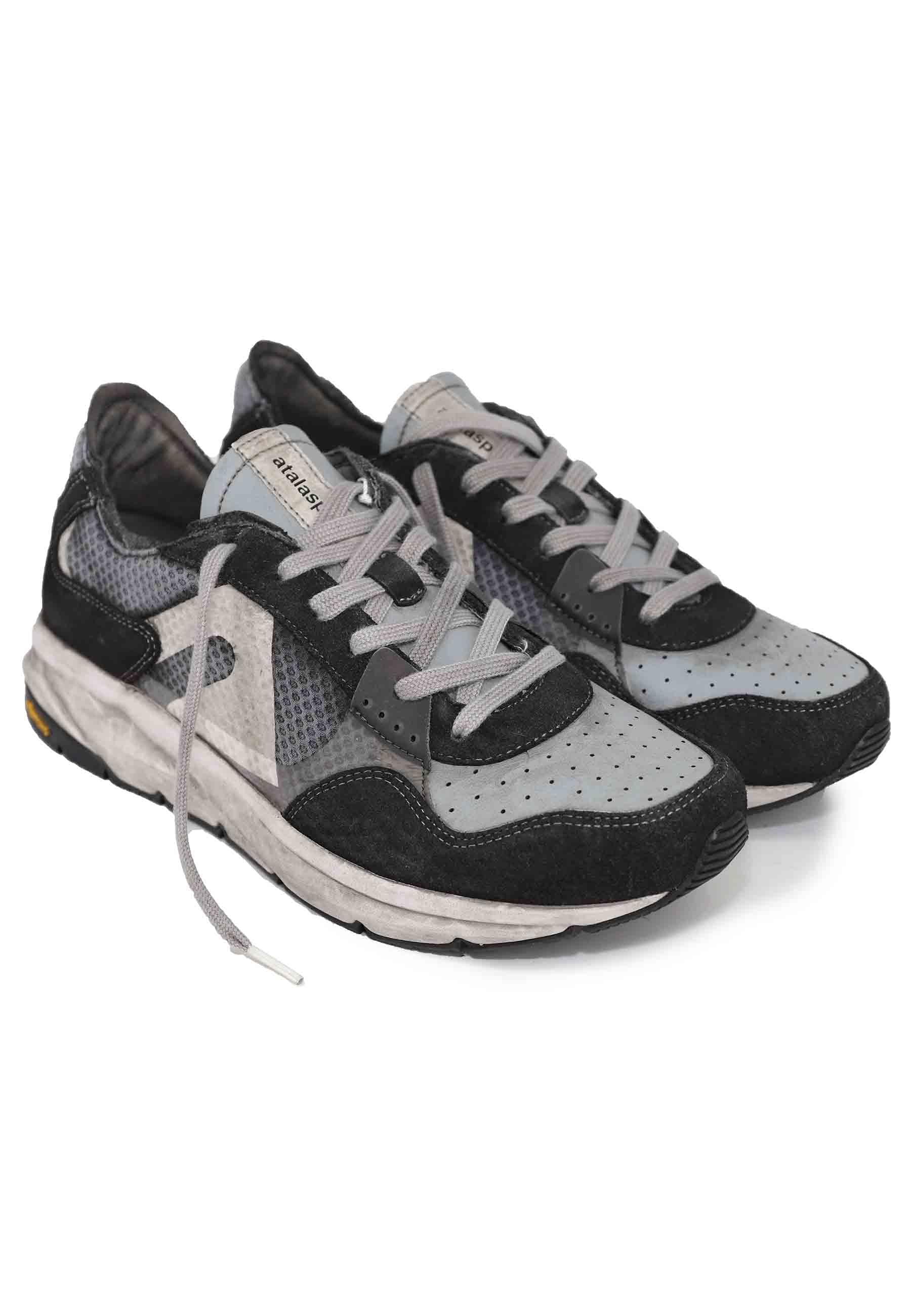 Sneakers uomo in tessuto tecnico e pelle grigia con suola vibram 11012 307 Atala 