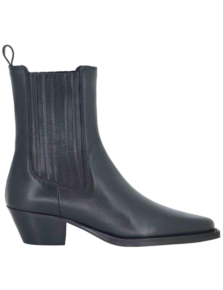 Stivaletti texani donna in pelle nera con tacco messicano e punta a punta 803T08AA 03 Bibi Lou 