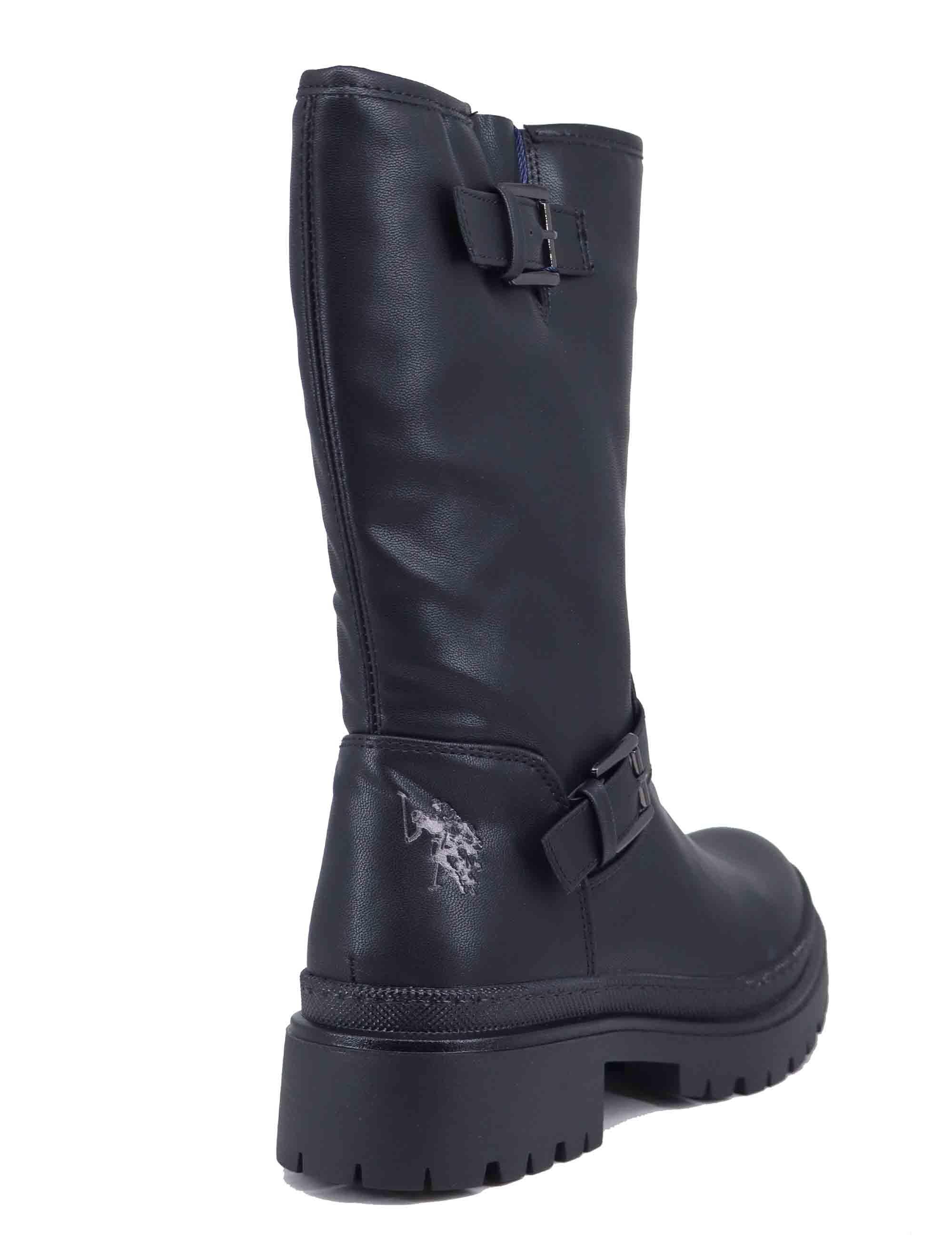Stivaletti biker donna in eco pelle nera BYKER002W DU1 U.S. Polo Assn. 