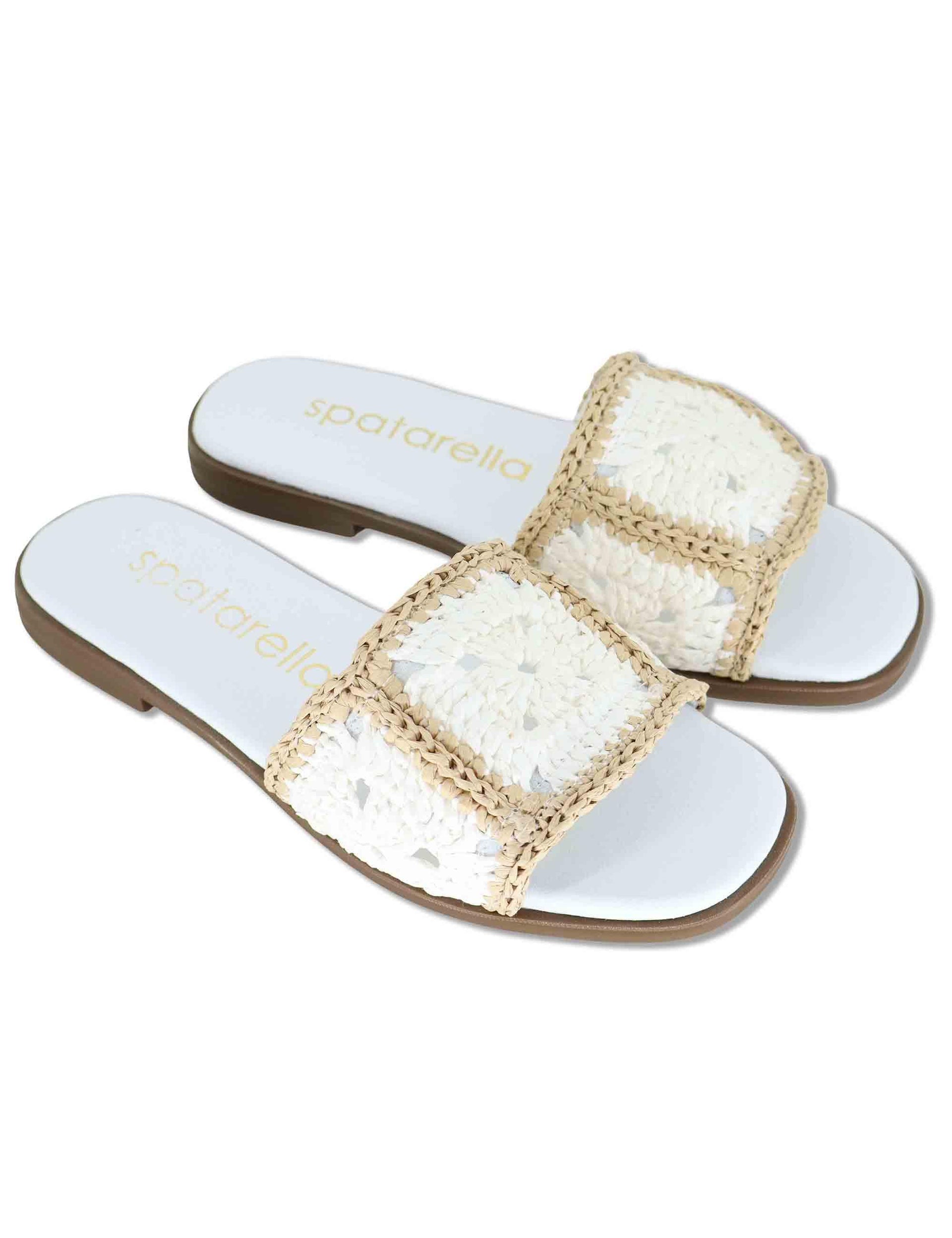 Sandali bassi donna in rafia naturale bianca con suola in gomma SP261579 100 Spatarella 