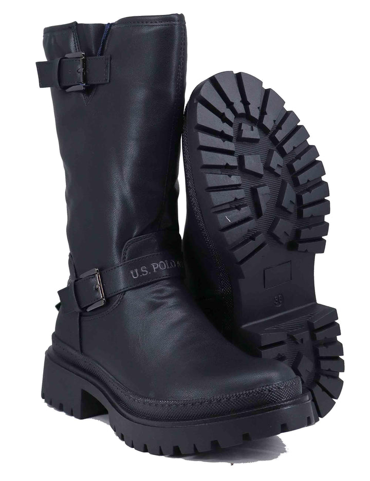 Stivaletti biker donna in eco pelle nera BYKER002W DU1 U.S. Polo Assn. 