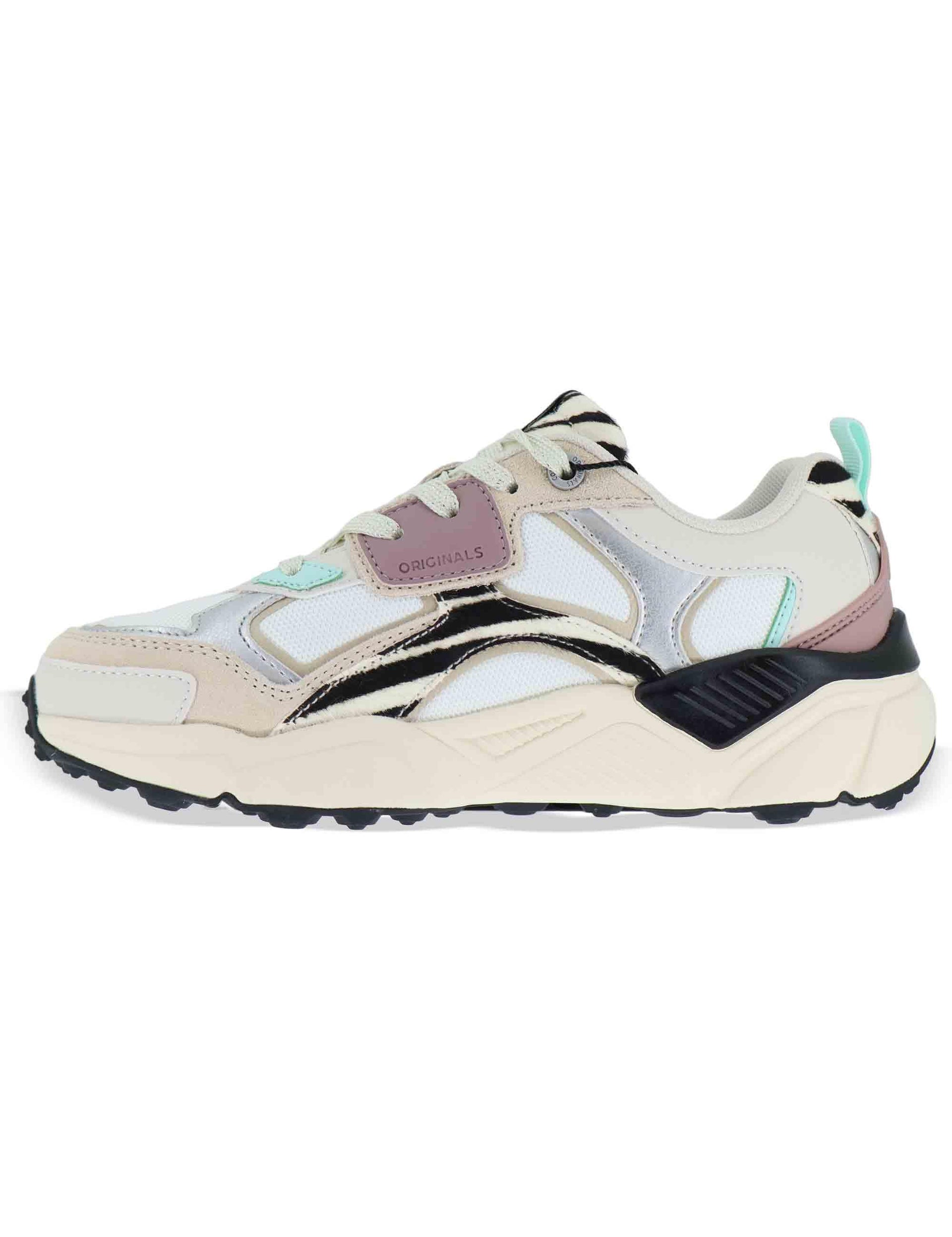 Sneakers donna in pelle e tessuto grigio con suola alta GARNER 080 Colmar 