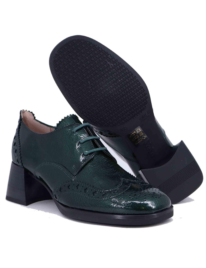 Stringate donna in pelle verde con impunture HI243579 C002 Hispanitas 