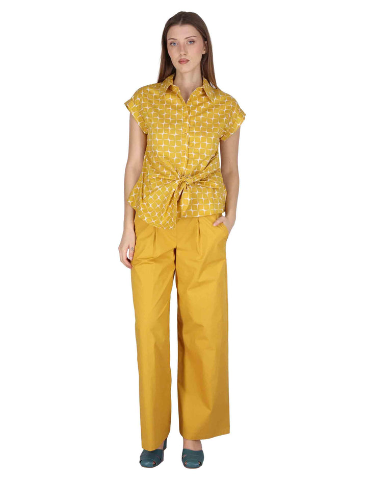 Camicie smanicate donna Knotted Shirt in cotone giallo con cintura JABCM0001-F1385-1241 1226 Justmine 