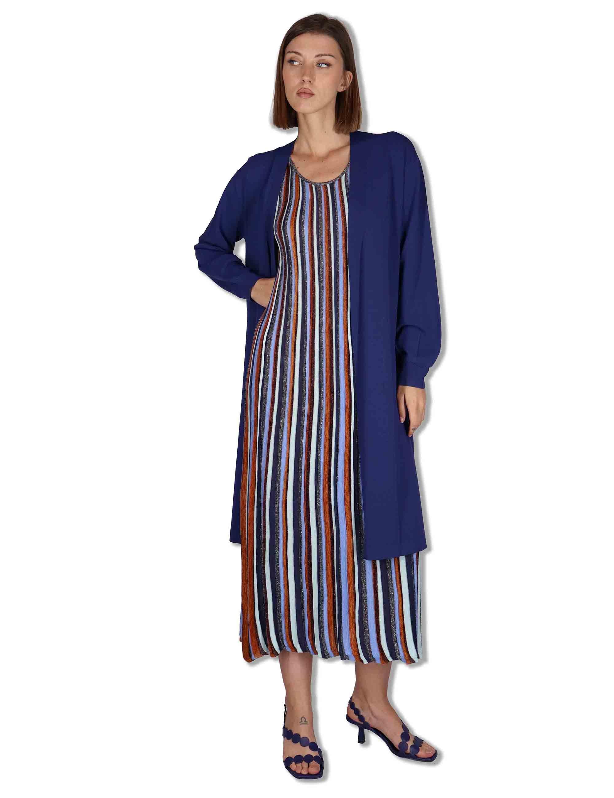 Cardigan lungo donna Viscose Fresh in monocolore blu JN370877099 80043 Maliparmi 