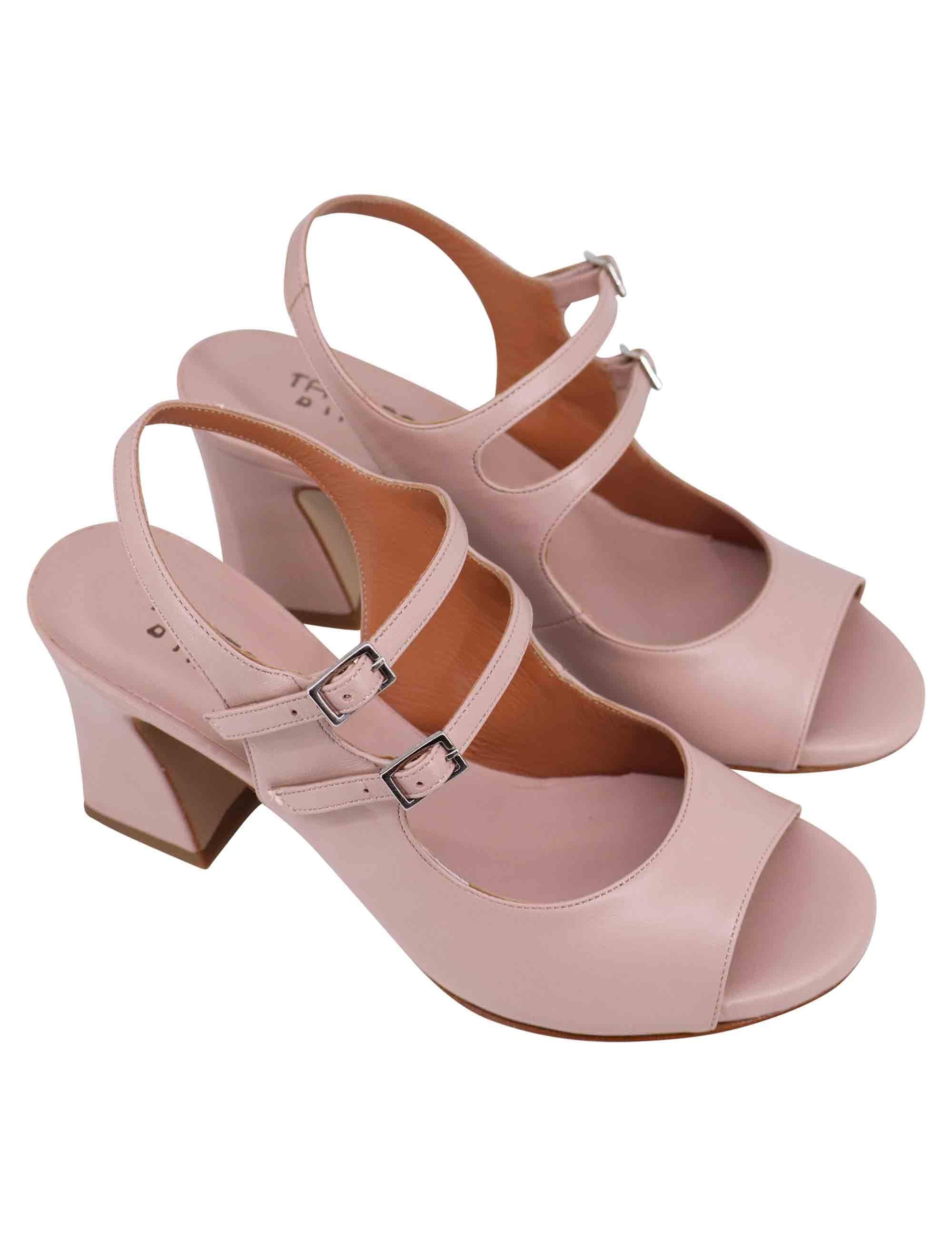 Sandali slingback donna in pelle cipria con cinturini punta tonda e tacco alto T1019 006 Tattoo 