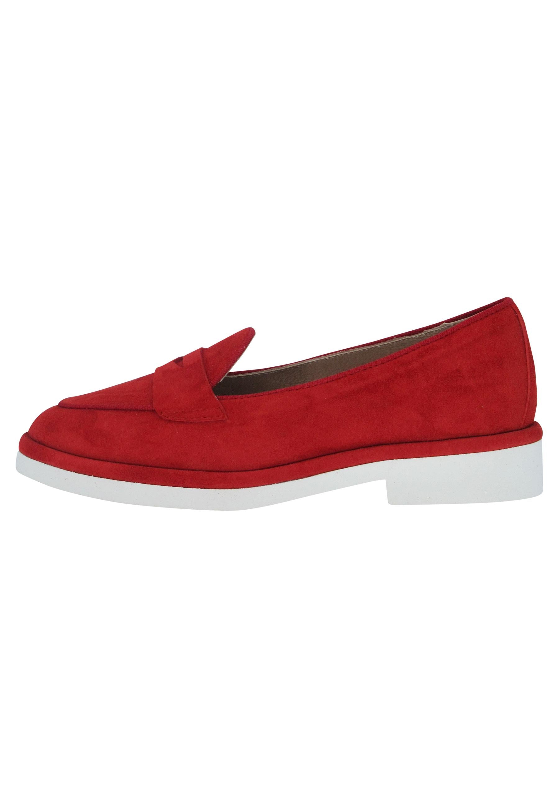 Mocassini donna in camoscio rosso e suola in gomma B188 017 Spatarella 