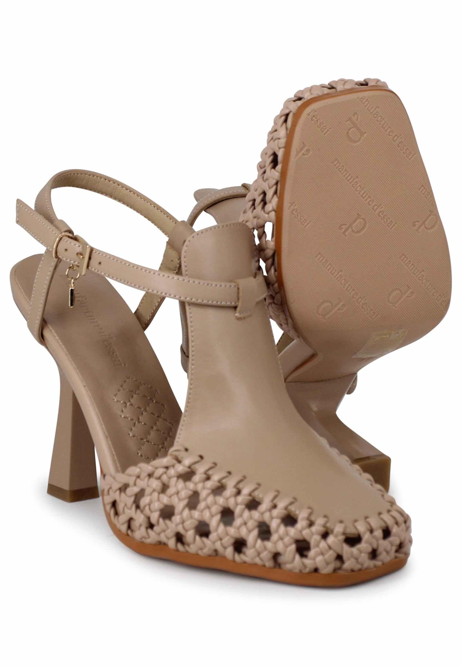 Sandali slingback donna in pelle naturale con tacco alto VO548 200 Manufacture D'Essai 