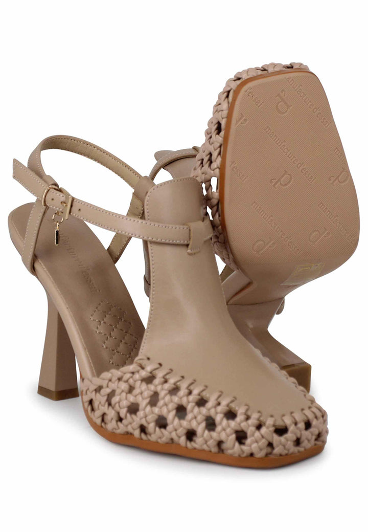 Sandali slingback donna in pelle naturale con tacco alto VO548 200 Manufacture D'Essai 