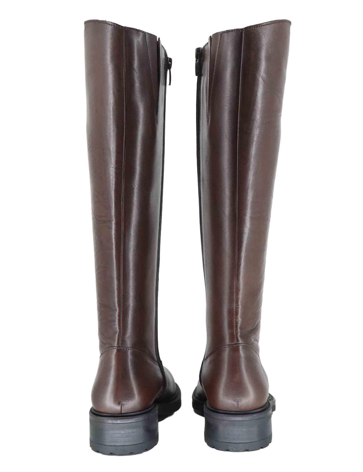Stivali donna in pelle marrone con tacco basso e zip laterale SP56212 014 Spatarella 