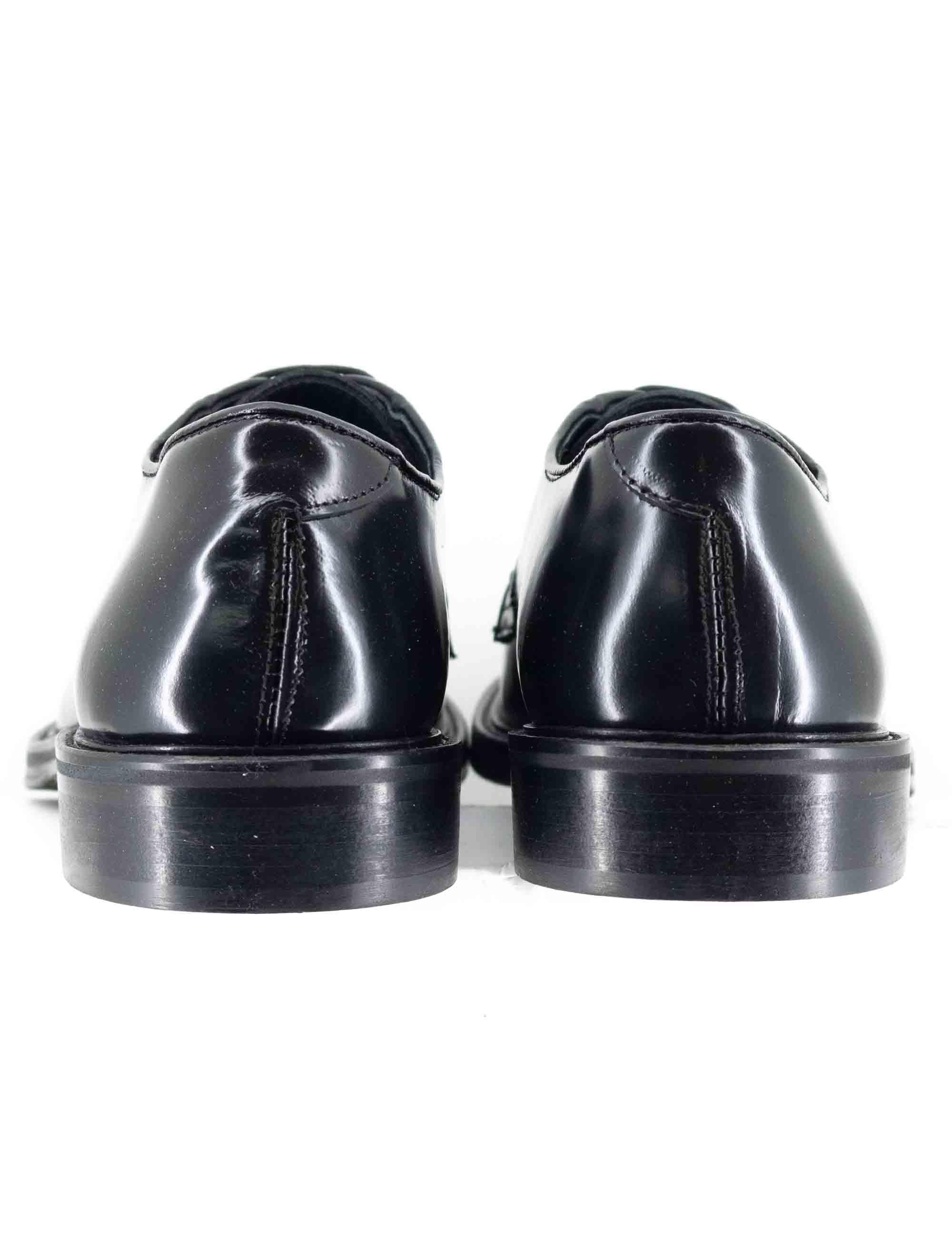 Stringate uomo in pelle nera con suola in cuoio e gomma cucita SP11401 001 Spatarella 