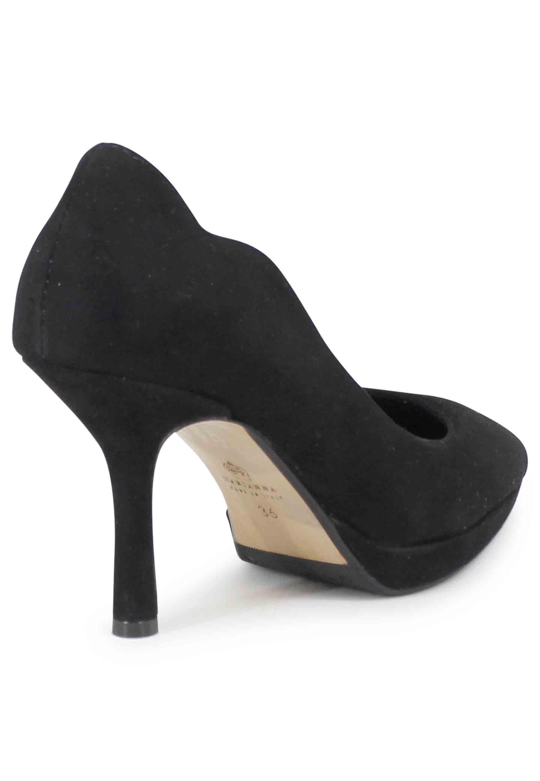 Decollete donna in camoscio nero tacco alto DE1698/PLT 16 L'Arianna 