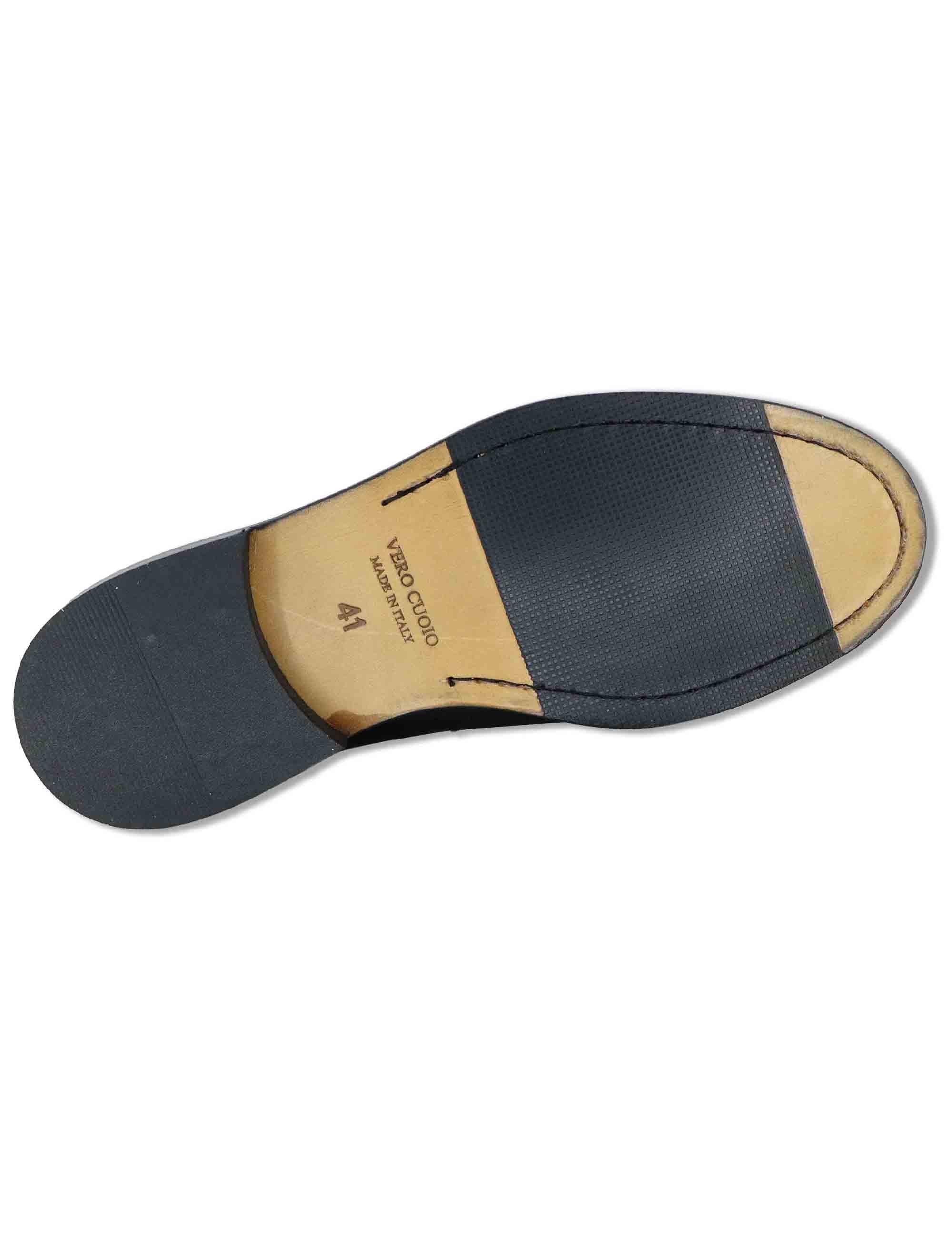 Mocassini uomo in pelle nera lucida con suola in cuoio cucita SPDU601 001 Spatarella 