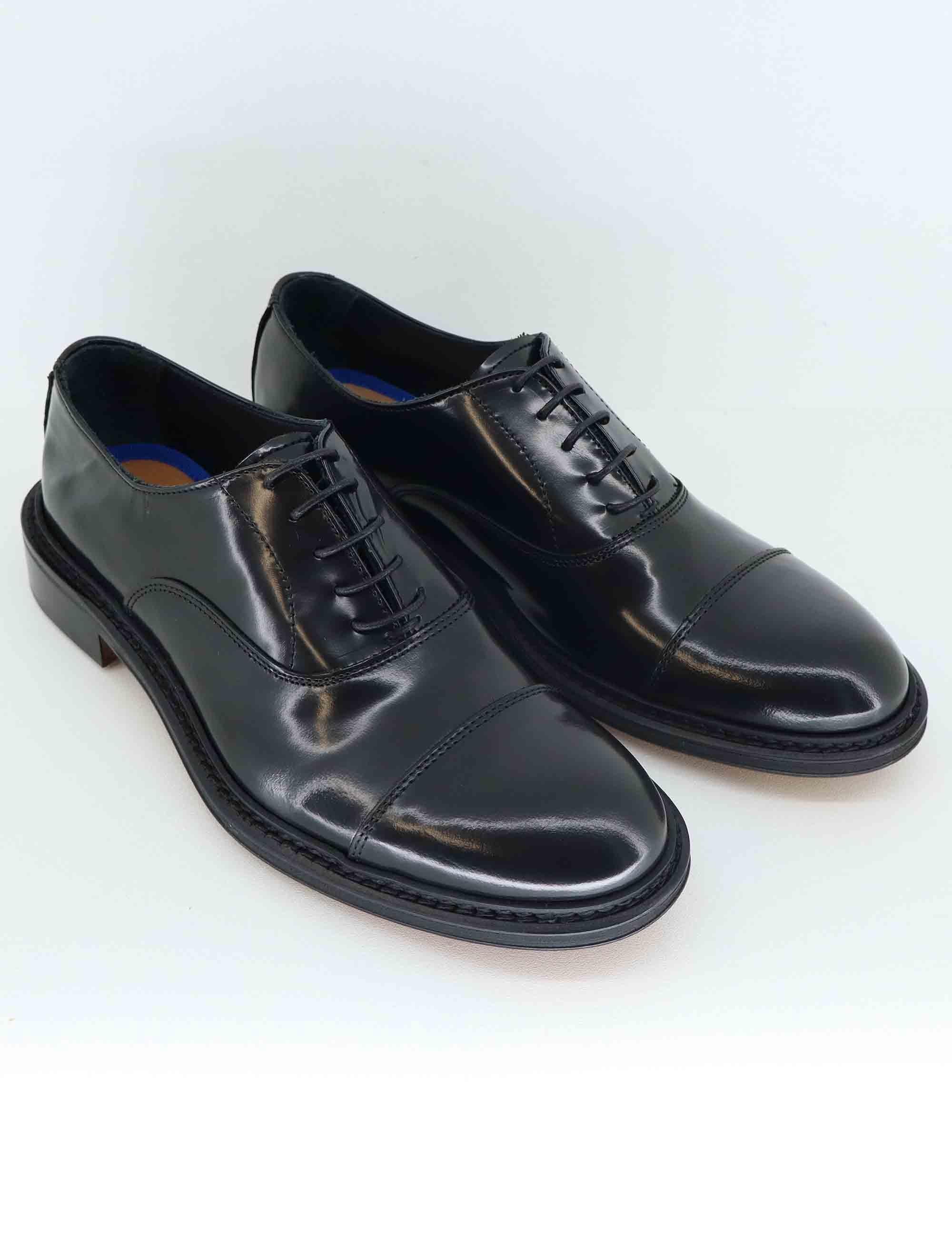 Stringate uomo in pelle nera con suola in cuoio SP15401 001 Spatarella 