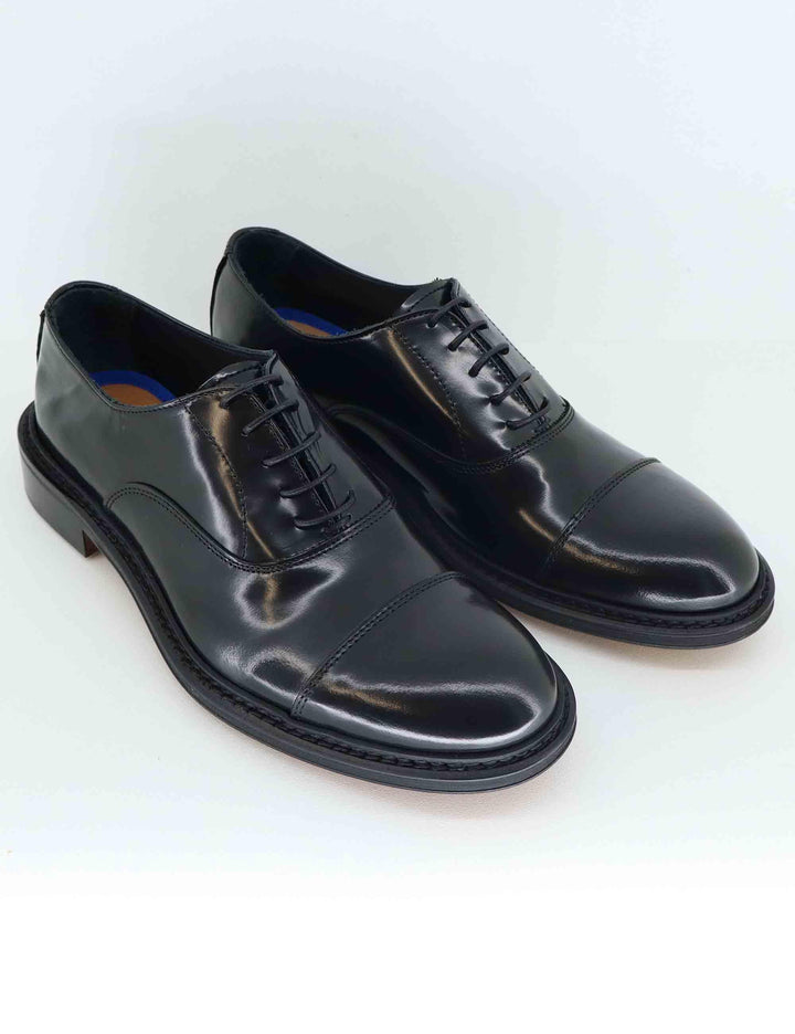 Stringate uomo in pelle nera con suola in cuoio SP15401 001 Spatarella 
