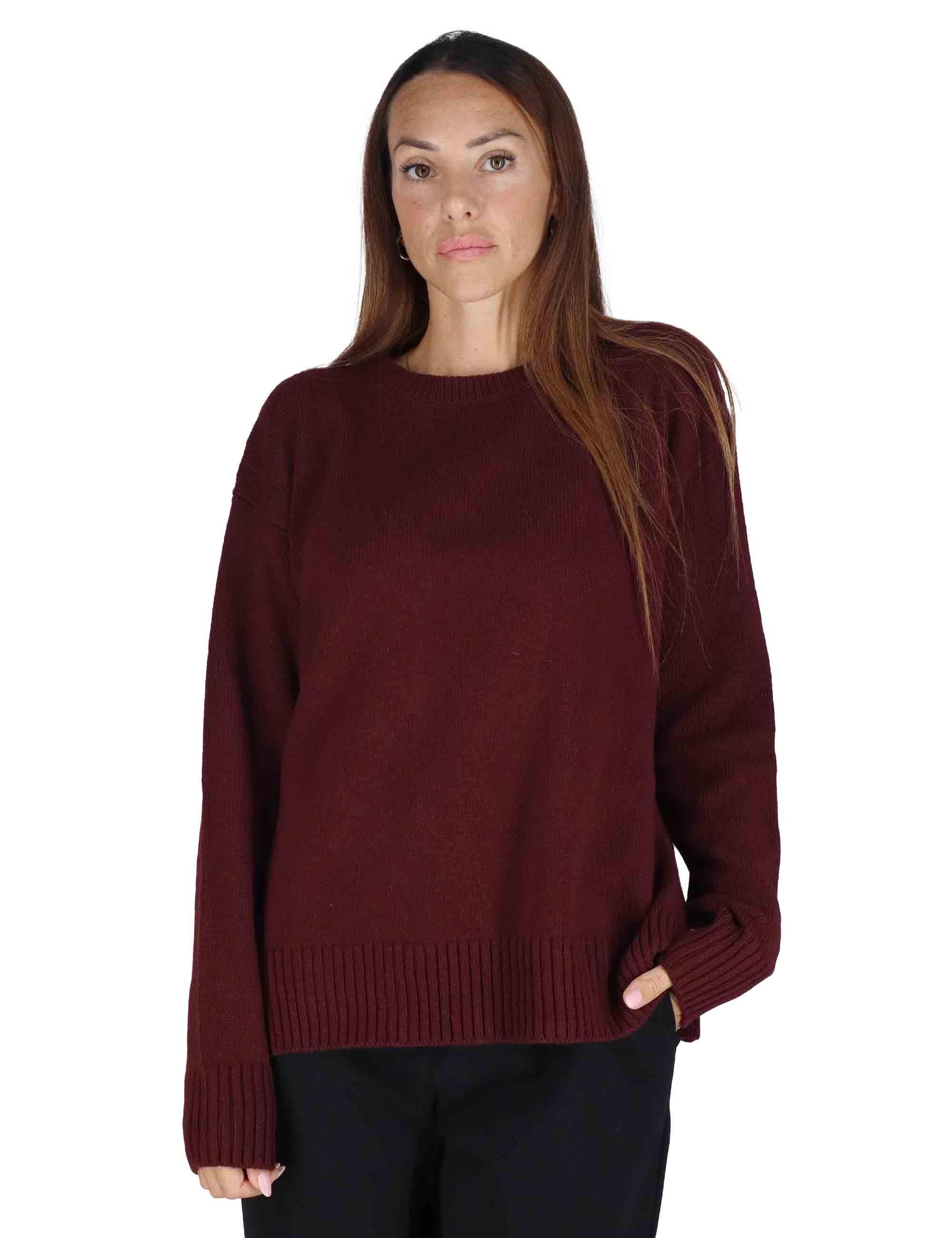Maglioni donna Cachemire Merinos in lana bordeaux girocollo JQ511474315 50022 Maliparmi 