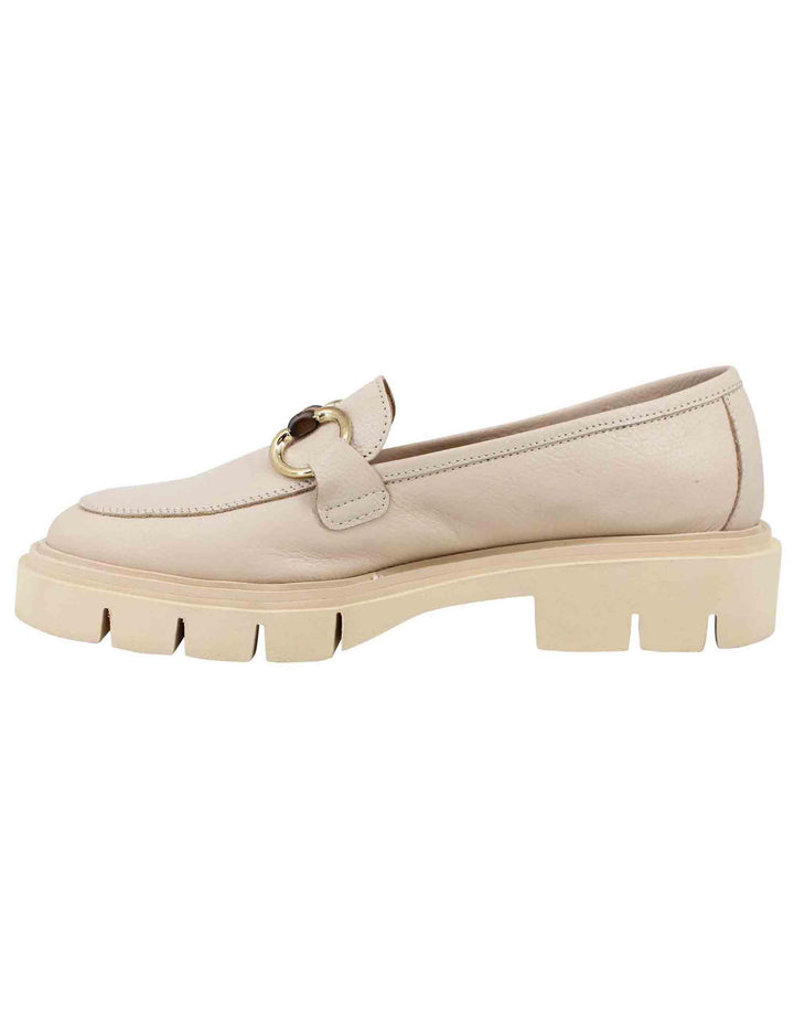 Mocassini donna in pelle beige con suola carrarmato leggera SPD765 015 Spatarella 