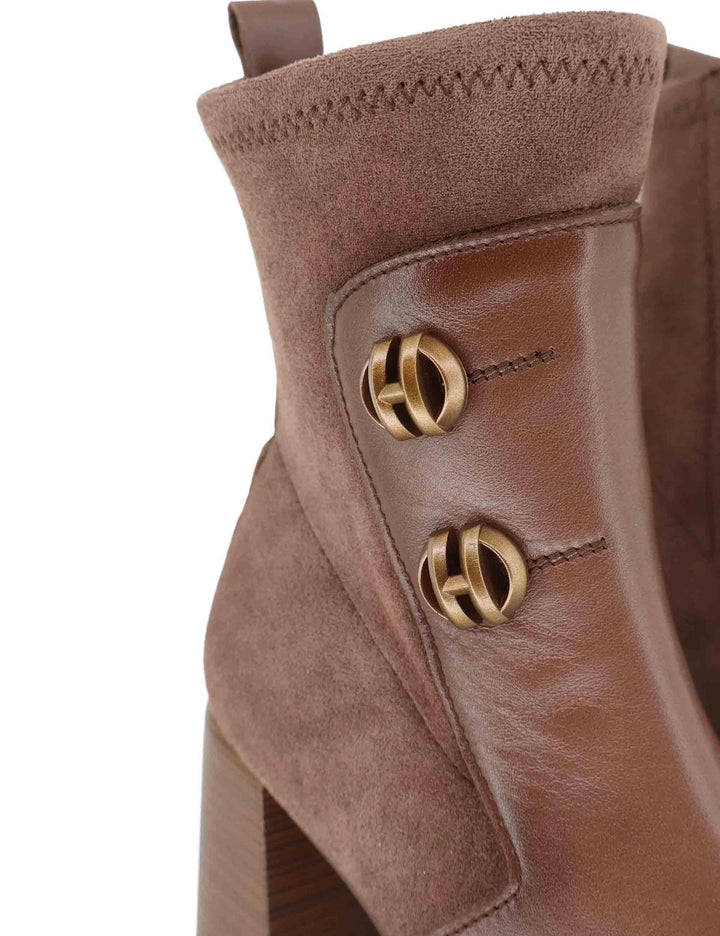 Stivaletti donna in pelle marrone con tacco alto e plateau HI254228 C005 Hispanitas 