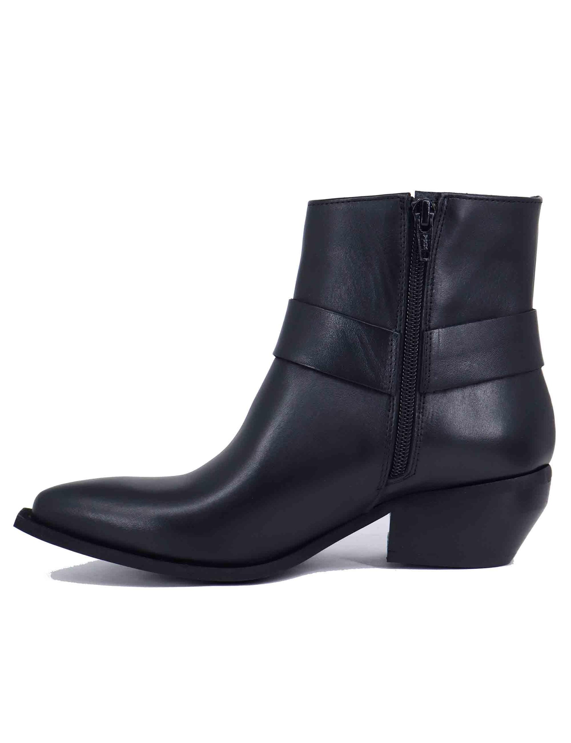Texani donna in pelle nera con borchie argento ELENA 50 001 Spatarella 