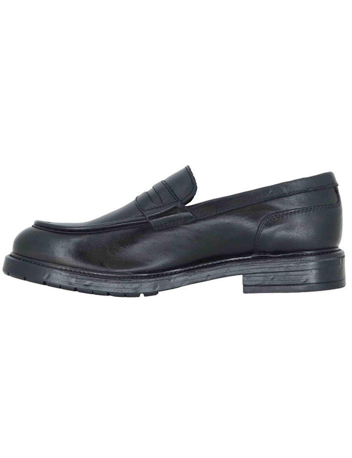 Mocassini uomo in pelle nera con suola in gomma SPGB2070 001 Spatarella 